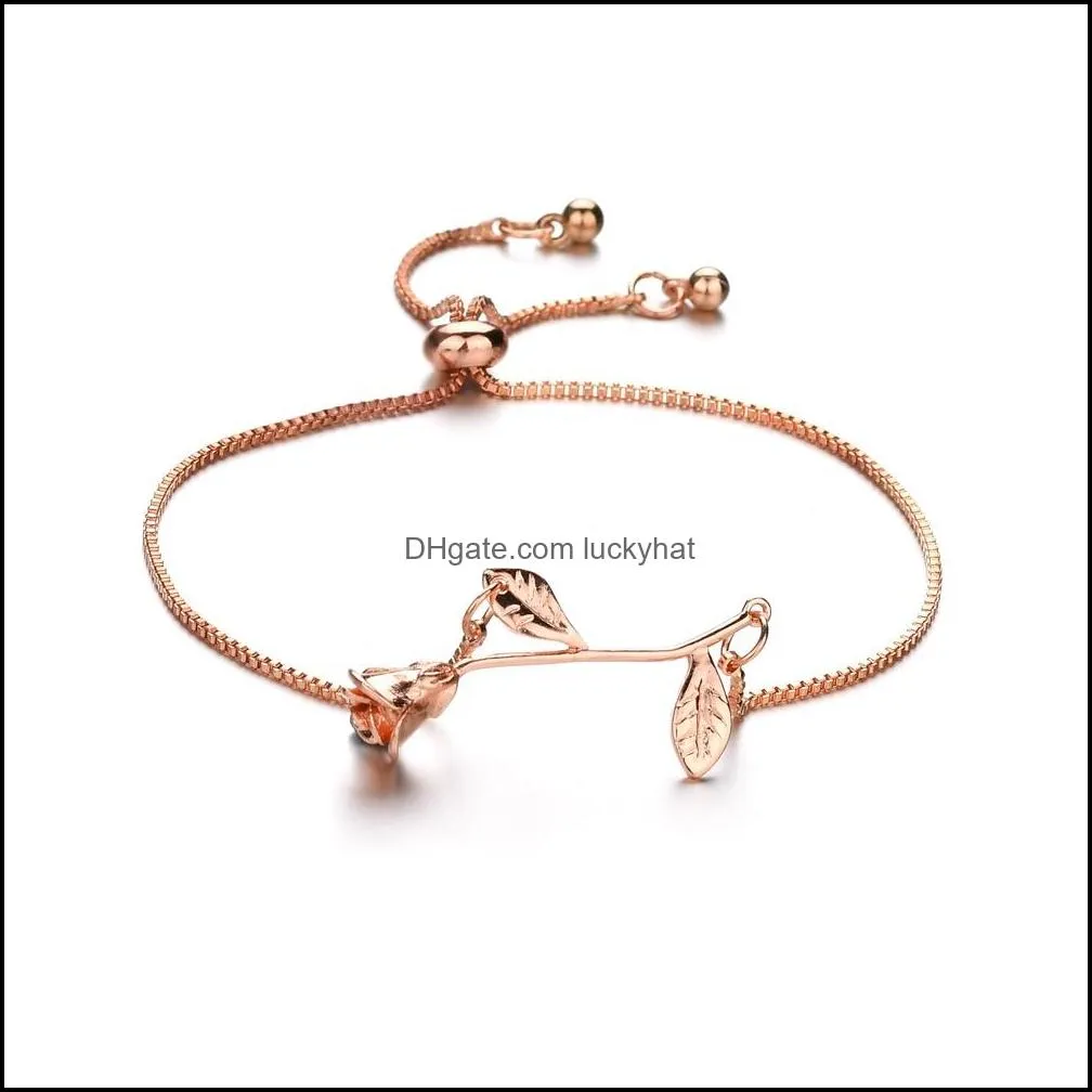 fashion infinity charms bracelets crystal bracelet silver color adjustable rose flower bracelet for women girls
