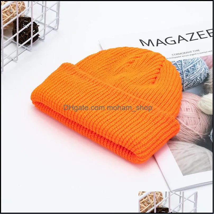 women knitted hats thermal skullcap autumn winter warm men beanie hat unisex winter retro brimless fashion melon cap vt1793