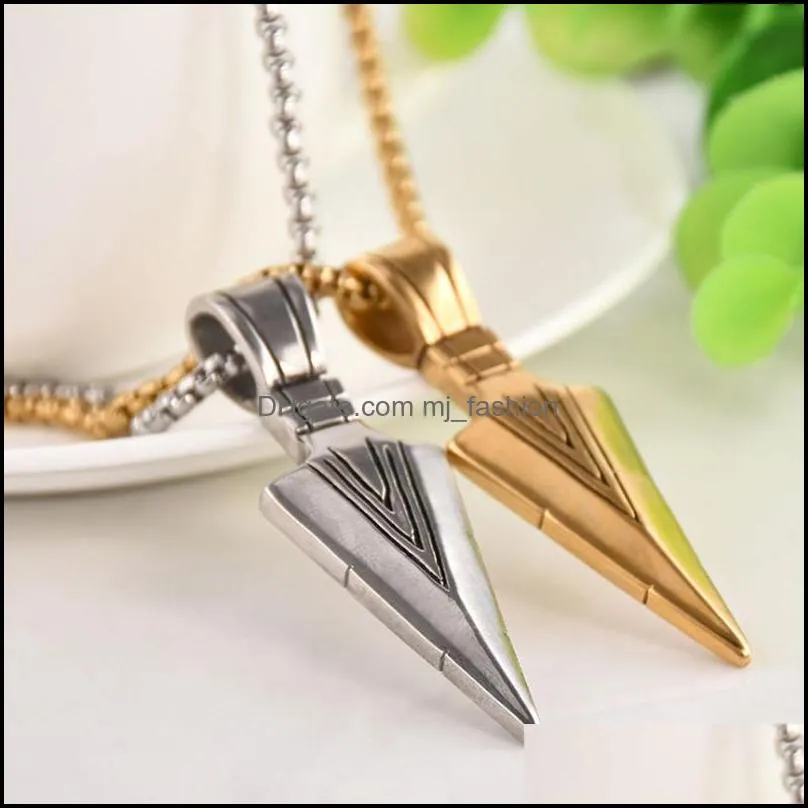 hip hop jewelry rock alloy arrow pretty pendant necklace long chain silver gold plated fashion men jewelry gold chains for men