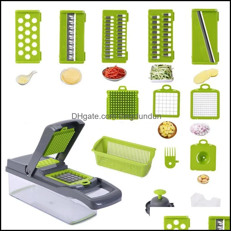 8in1multifunctional vegetable cutter potato slicer carrot grater kitchen accessories gadgets steel blade kitchen tool