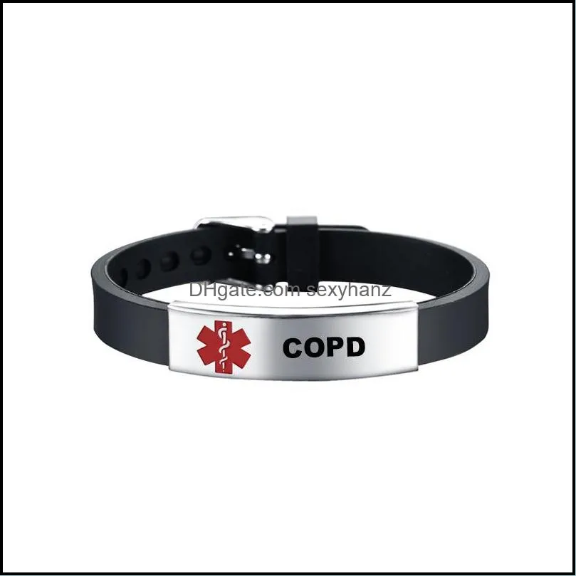 creative red medical alert bracelet women epilepsy diabetes sos stainless steel bracelet jewelry