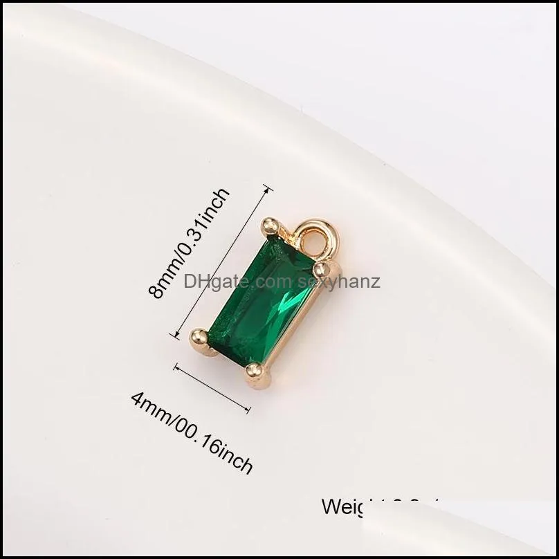  fashion deaigner k9 crystal pendant charm colorful square shape transparent pendants for necklace bracelet earring diy jewelry