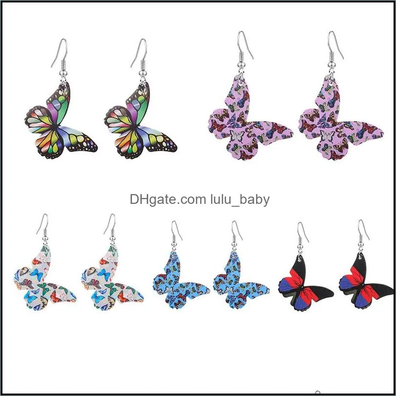 retro leather butterfly earrings charm fashion colorful water drop long statement wings earring for women party jewelry gift