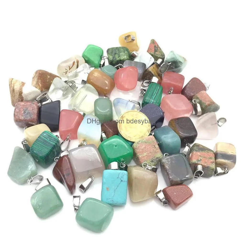 irregular shape stone pendant healing crystal quartz charms gems gemstone mutil random for necklace jewelry making30pcs