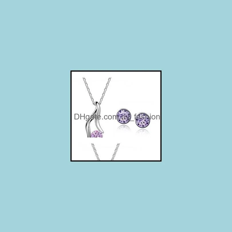 bridesmaid jewelry set for wedding pendants silver plated dangle earrings beautifully elegant party jewelry sets