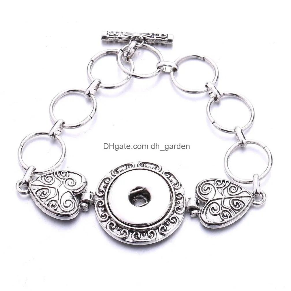 colorful silver gold rose color 18mm snap button heart charms bracelet bangle for women supplier wholesale