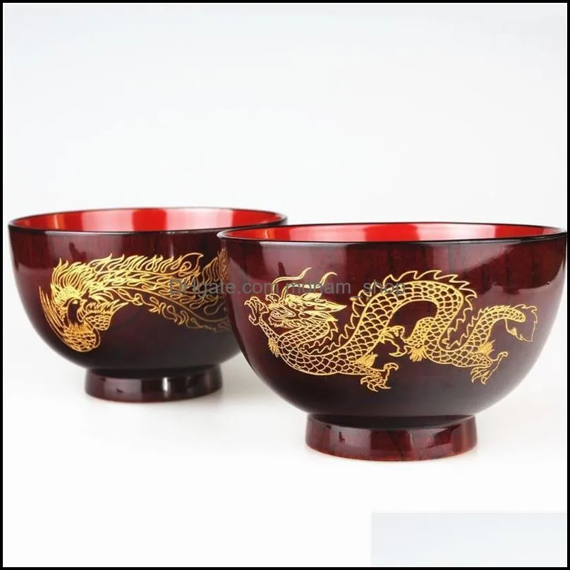 bowls natural jujube wooden bowl soup rice noodles kids lunch box kitchen tableware dragon and phoenix