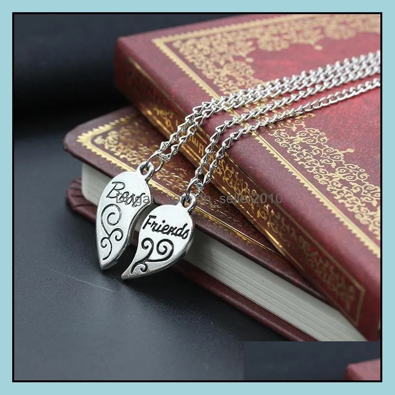 chain necklace foreign trade friend friendship heartshaped necklaces broken heart pendant necklace friends necklaces