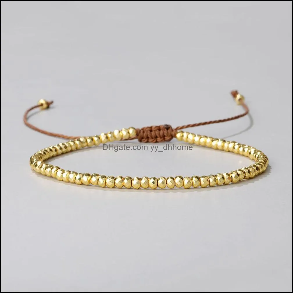 hematite beaded braided bracelet strands 2021 adjustable black rope chain health care bracelets for women yoga jewelry gifts