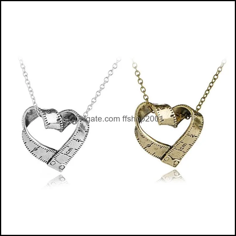 measure necklace rotating heartshaped twisted ruler pendant necklace antique silver gold colors jewelry gift for teacher student