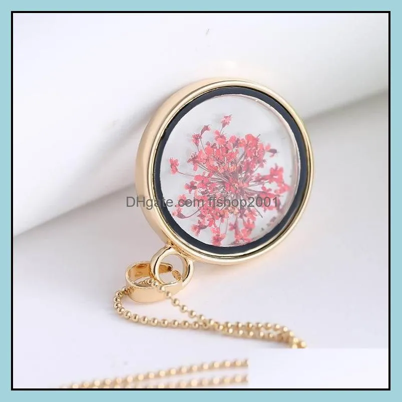 pendant necklace fashion jewelry locket dried flower plant pendant chain necklace flower locket necklaces