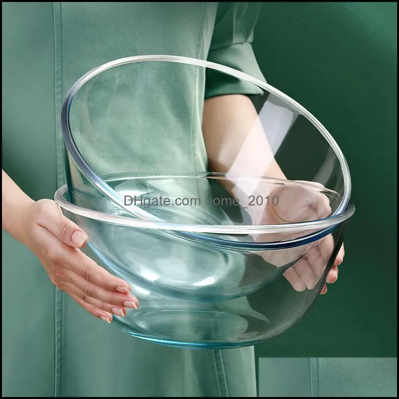 Bowls 4.45Ml Large Capacity Glass Bowl Noodle Soup 27Cm Salad Mixing Egg Beater Storage Container Kitchen Microwavable Drop Delivery Dhyjo