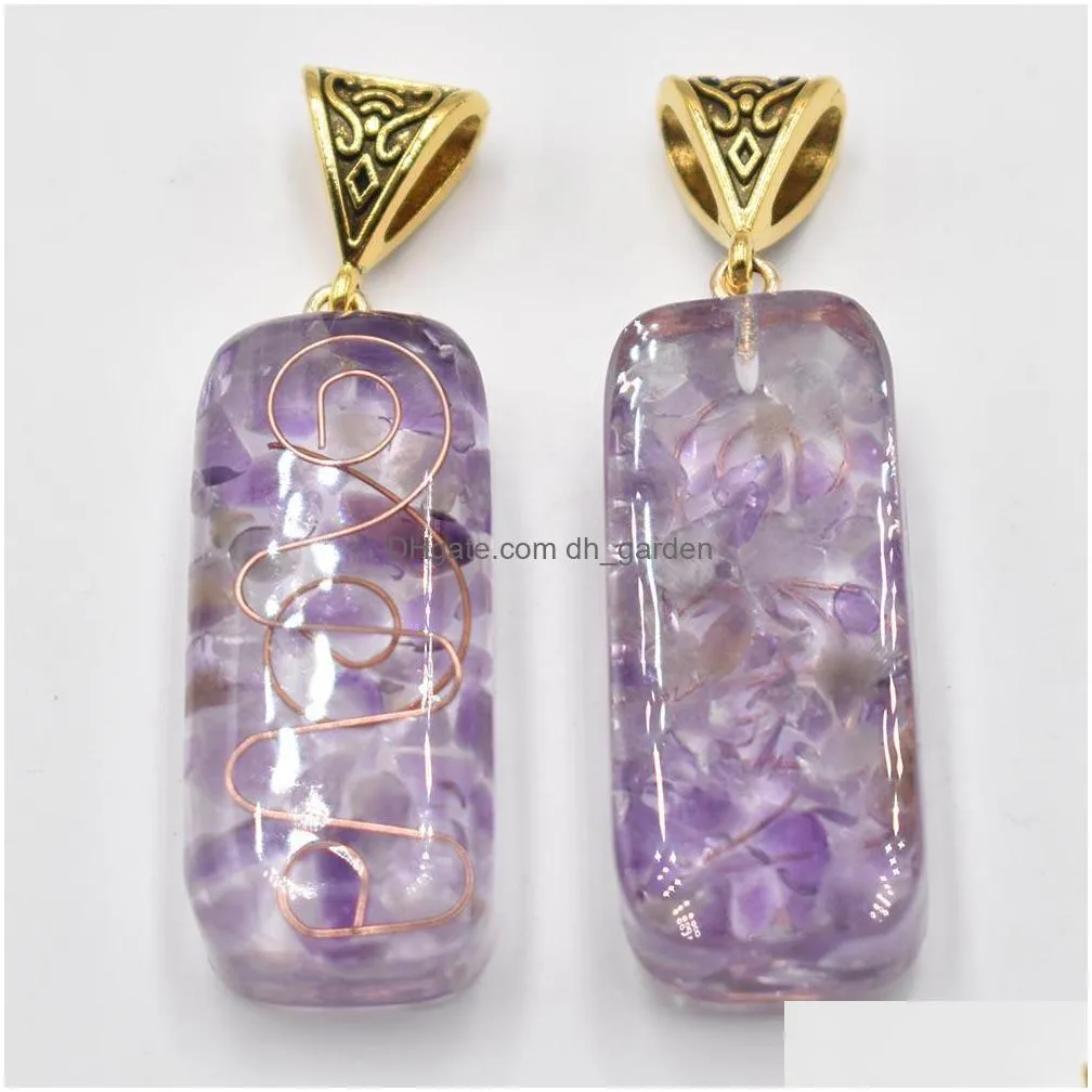 retro amethyst natural stone charms pillar pendant wholesale diy necklace jewelry making 41mmx17mmx11mm