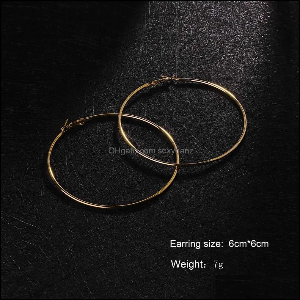  40mm80mm big hoop earring polishing exaggerated hoop ear loop smooth circle for women girls silver gold color