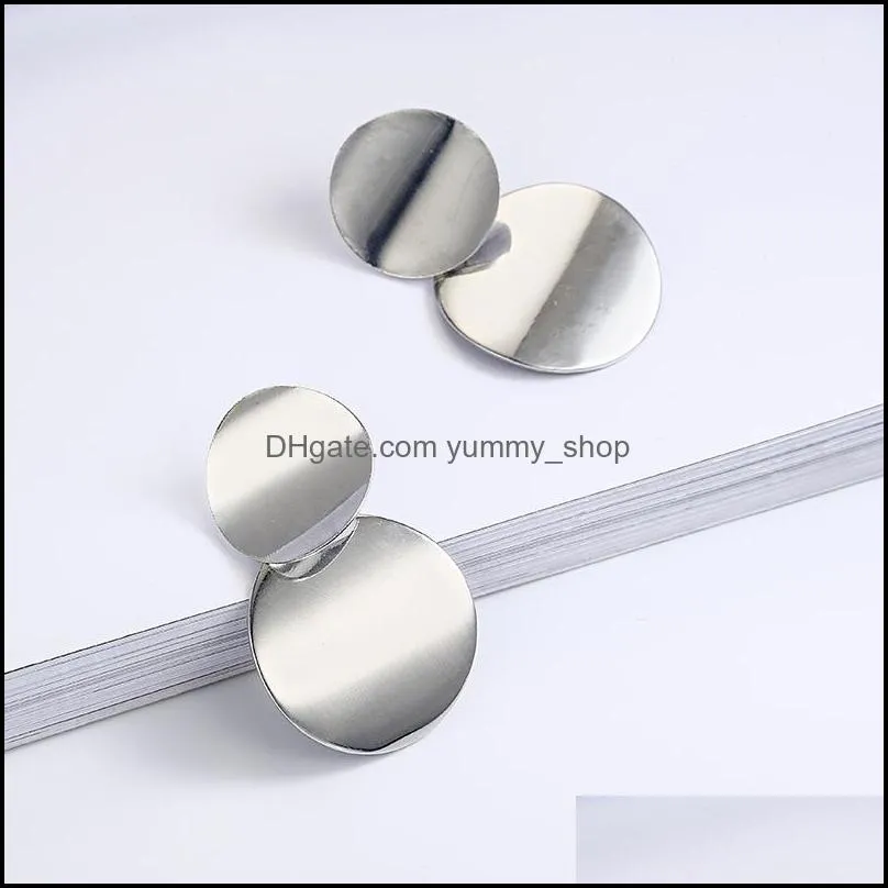  design geometric earrings gold silver color statement round circle metal earring for women wholesale jewelry
