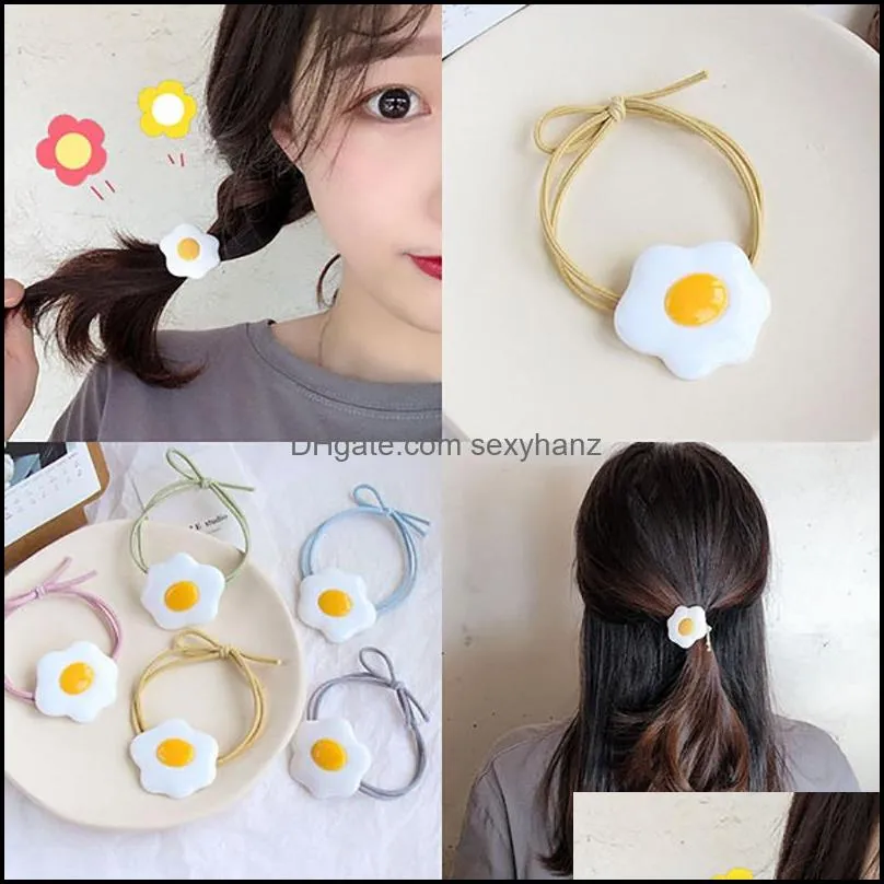 cute sweet korea rubber hair bands yolk ponytail holder high elasticity women girls kids hair ties rope children fashion hair