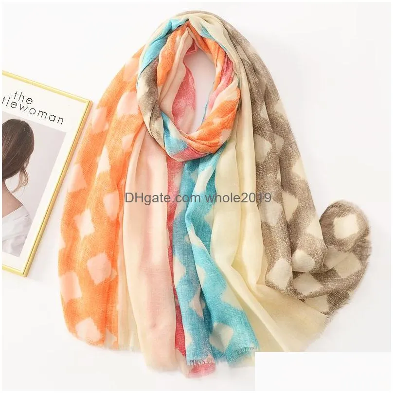 spring summer women slik scarf sunscreen cotton and linen feeling scarf big gauze shawl soft beach shawls florals geometric towel