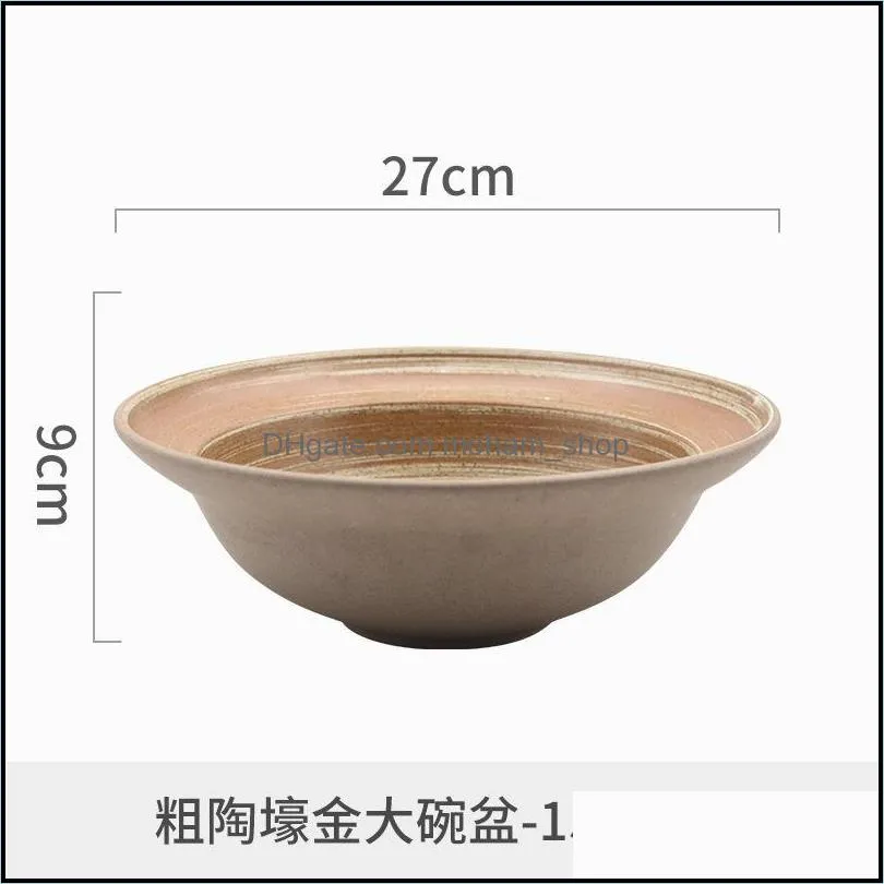 bowls big size pottery ramen bowl for salad ceramic mixing creative retro household tableware microwavable