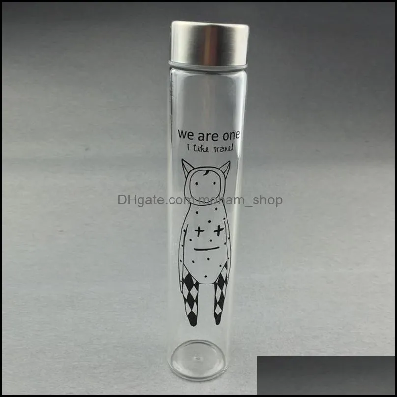 transparent bar glass cup students cartoon slender tube compact glass bottle portable beverage cup drink cup container customized