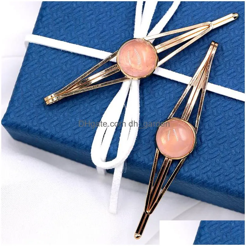 natural rose quartz turquoise stone hair clips bobby pin decoration jewelry accessories