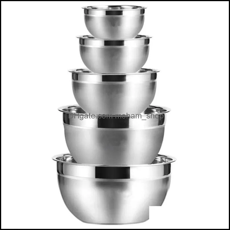 stainless steel mixing bowl set of 5 fruit salad storage set kitchen bowls