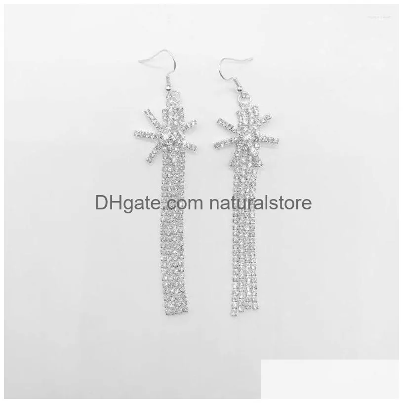 dangle earrings 2022 fashion crystal geometric tassel bridal wedding accessories