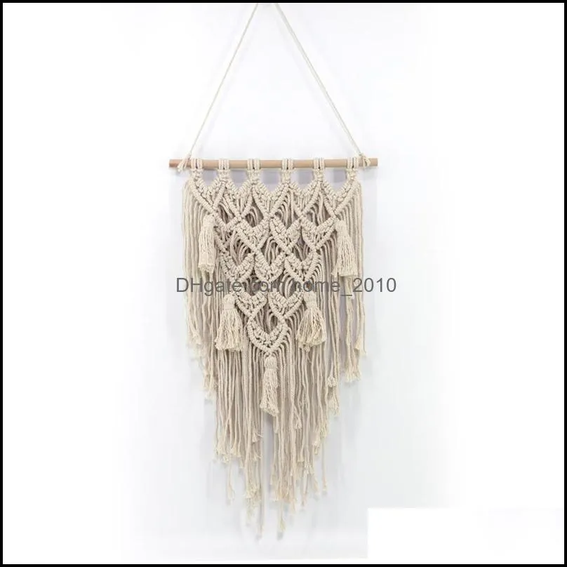 tapestries bohemian handwoven tapestry ins macrame knitted wall hanging nordic boho style cotton tassel home decoration
