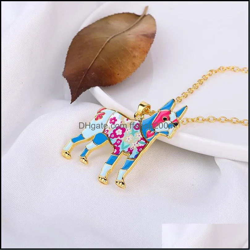 colorful butterfly necklace enamel dog cat animal pendants necklaces for women girl child jewelry gift long chain necklace