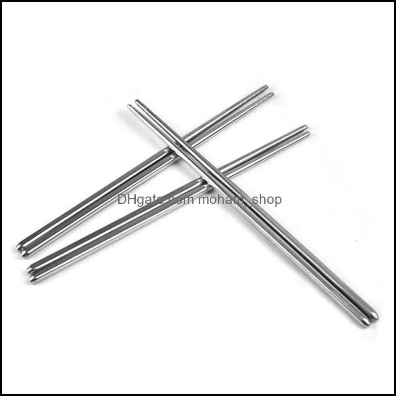 glossy stainless steel nonslip chopsticks silver square chopsticks stainless steel chopsticks 150pair 22.5cm dh0203