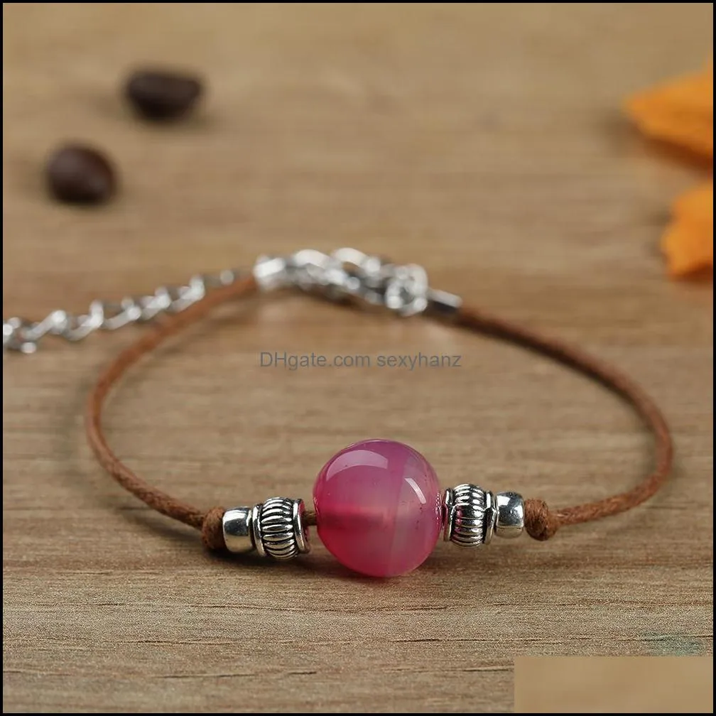  trendy agates stone bead bracelet string thread rope bracelet for women men wholesale jewelry gift accessories