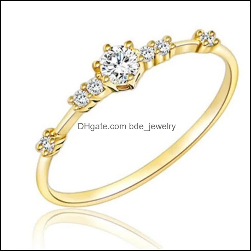 fashion 14k gold 7 tiny diamond ring pieces of exquisite small  ladies women party engagement ring trendy jewelry lovers gifts 65
