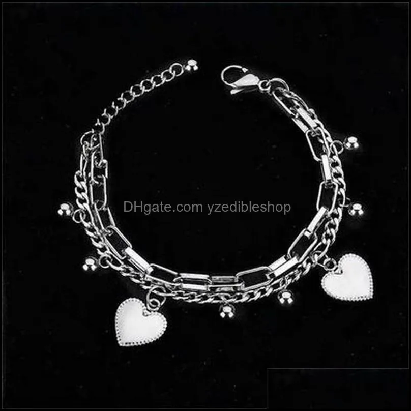 ladys bracelet fashion european and american hip hop chain trend street tail accessories cool love double link women jewelry 3551 q2