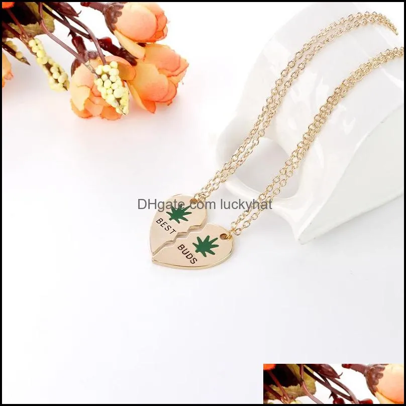 green enamel buds necklaces for women girls 2 heart stitching necklace friend necklace friendship gift jewelry