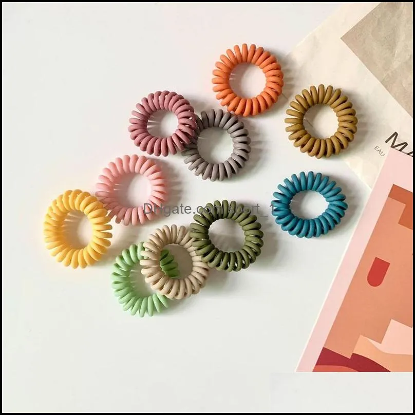 10color frosted telephone wire scrunchies headband rubber scrunchies for ladies 2173 t2