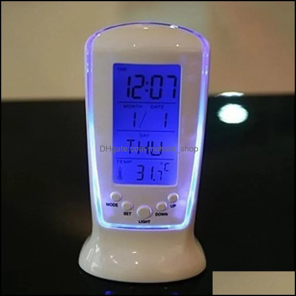 digital blue backlight electronic calendar thermometer led clock