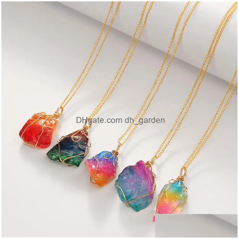 natural crystal healing stone pendant raw mineral irregular quartz duzy crystals necklaces for women men