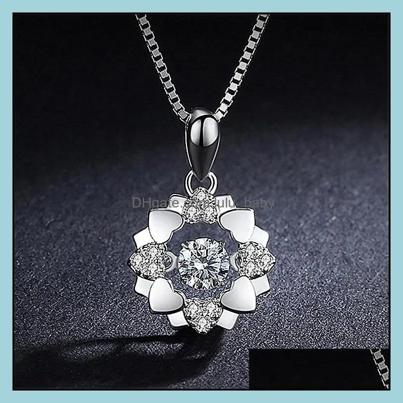 zircon snowflake necklaces for women fashion beautiful heart clavicle chain wedding girlfriend jewelry gift choker necklace