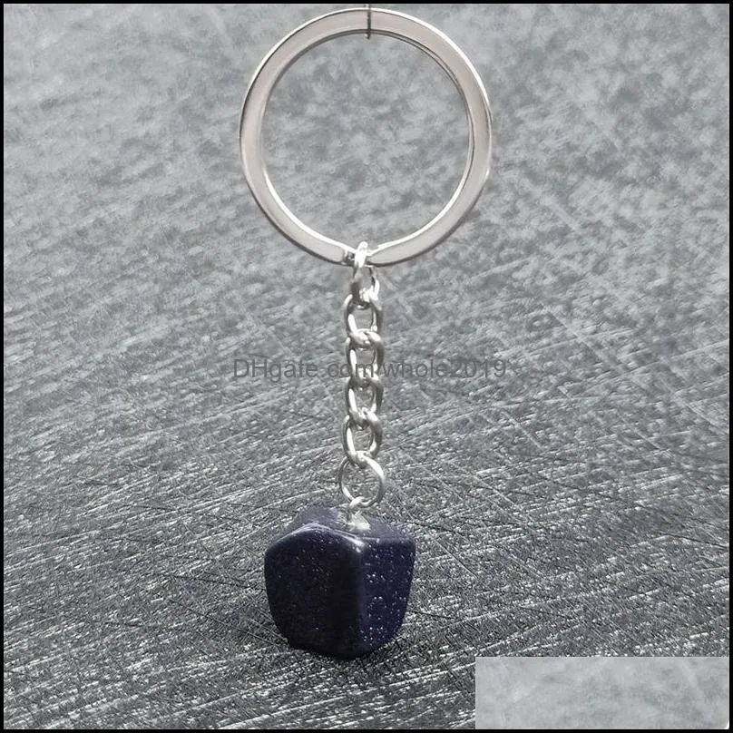 irregular natural crystal stone pendant key rings keychains for women men lover jewelry bag car decor fashion accessories 1213 b3