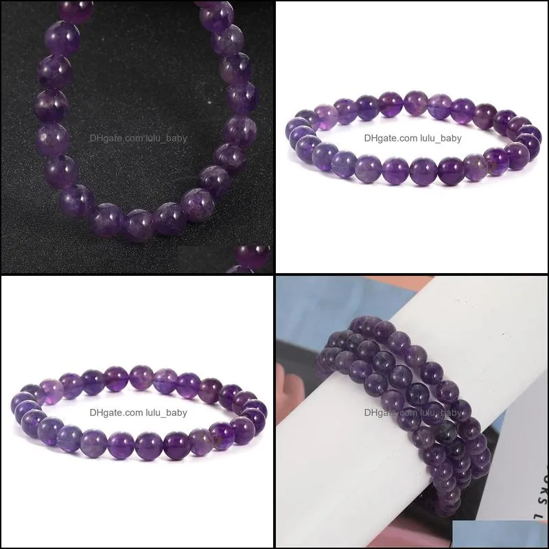 2020 handmade gem semi precious gemstone 8mm round beads stretch bracelets for women men natural amethyst bracelets jewelry wholesale