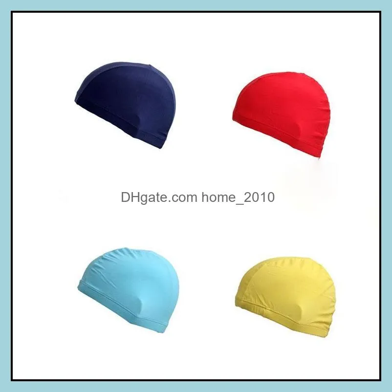 swimming cap nylon solid color shower hat water proofing headgear special for swim and wading adult