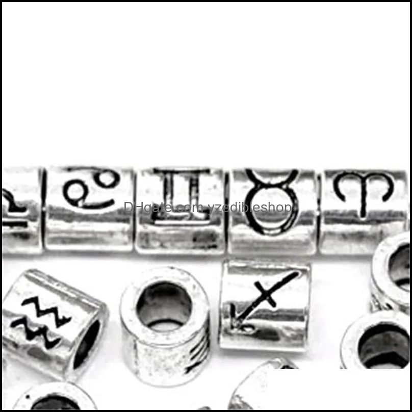 zinc alloy metals mixed zodiac spacer beads fit charm bracelet jewelry making findings bead diy wholesale 60pcs c3