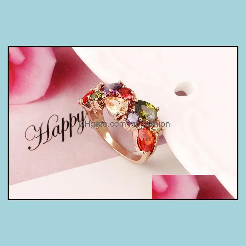 ring beautifully diamond engagement cubic zirconia ring luxury wholesale jewellery wedding ring set 18k rose gold gemstone rings