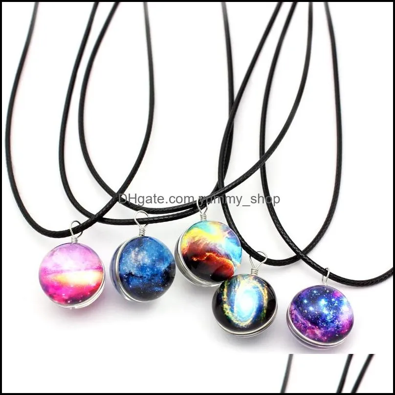 2018 arrival nebula space universe galaxy necklace women girls wholesale handmade glass ball choker pendant rope chain necklace