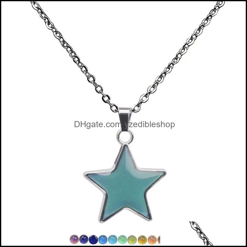 alloy necklace star temperature change color pendant necklaces jewelry for girls gift 4 3la q2