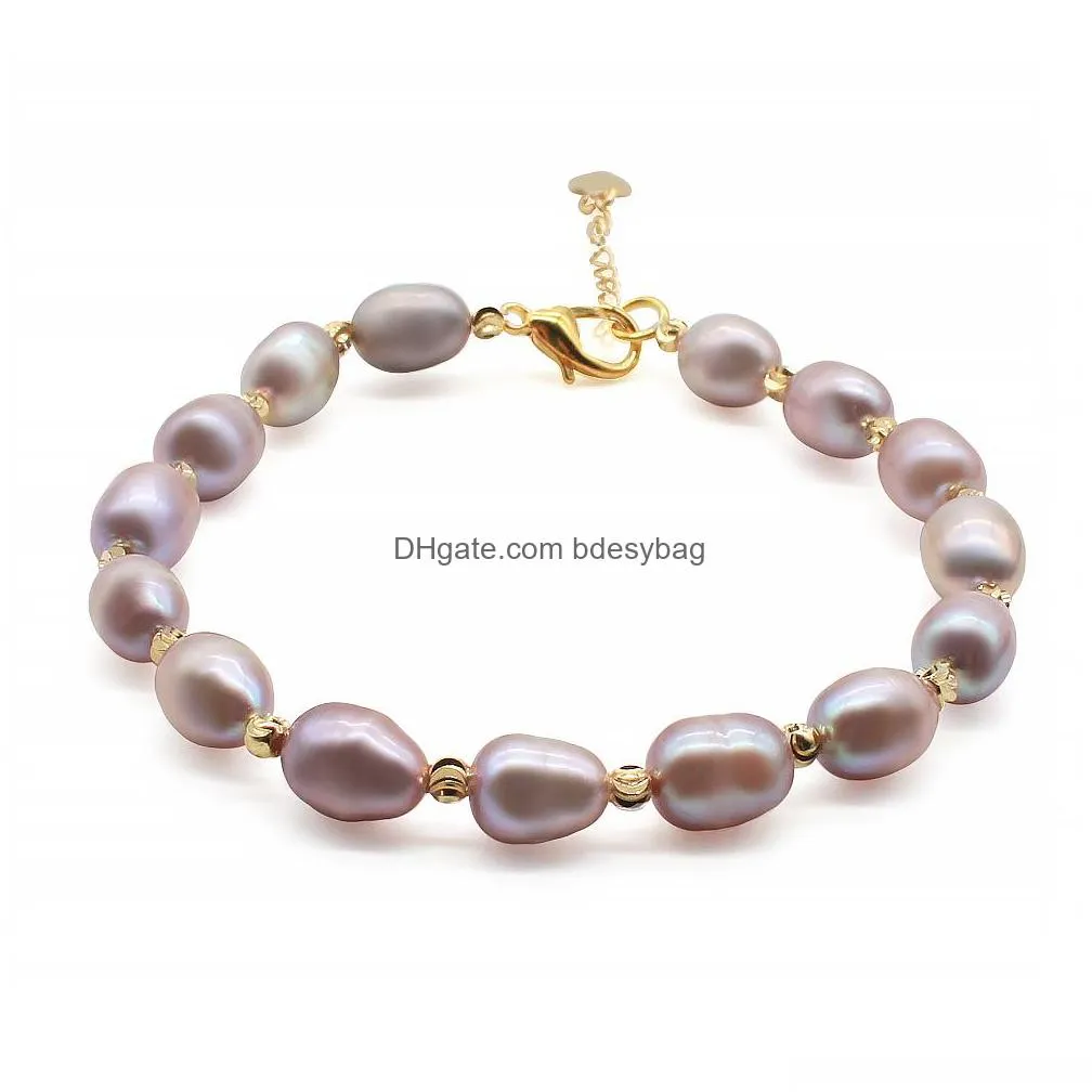 freshwater rice pearls strand bracelet natural color adjustable bracelets bangle for women jewelry love wish gift