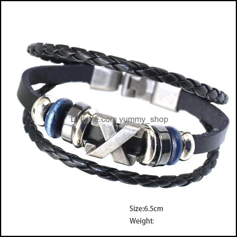 x bracelet for men or women vintage handmade multilayer leather alloy woven pu beads bangle personality jewelry bracelet