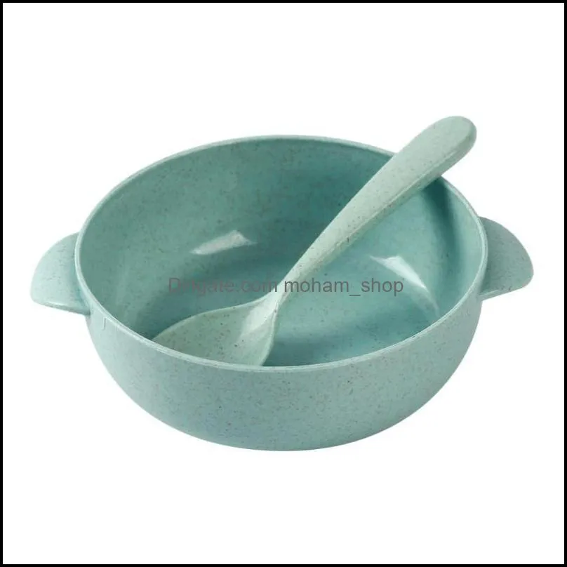 bowls wheat straw ecofriendly children rice bowl soup dessert noodles home kitchen cutlery set with spoon supplies