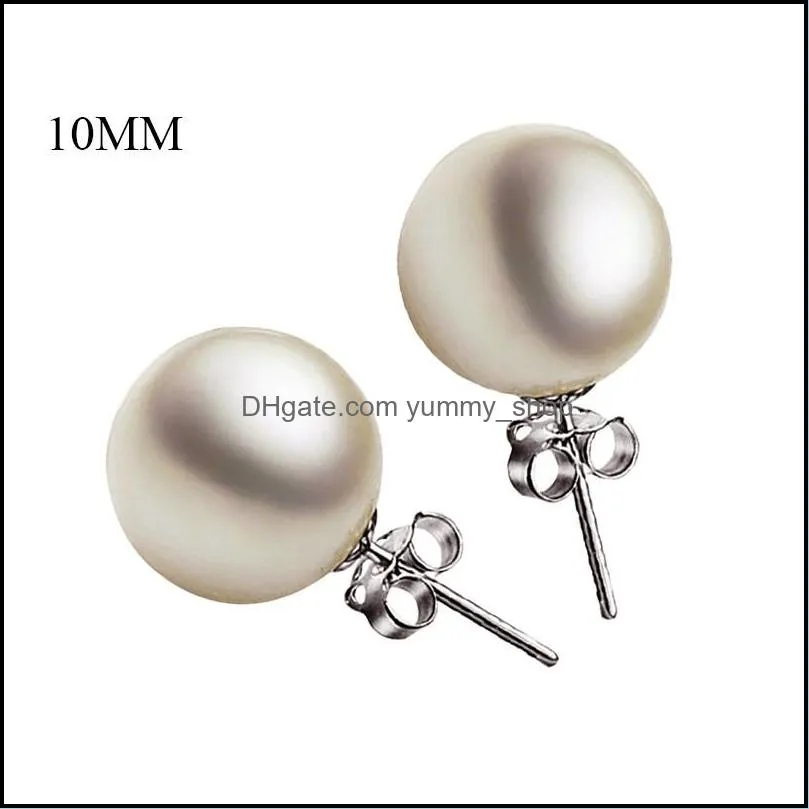  trendy 6mm/8mm/10mm imitation pearl earrings 925 sterling silver earring for women wedding party wholesale jewelry