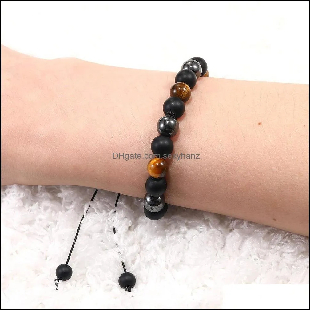 fashion natural stone beads bracelets for women men tiger eye hematite agate energy chakra handmade braided elastic bracelet jewelry