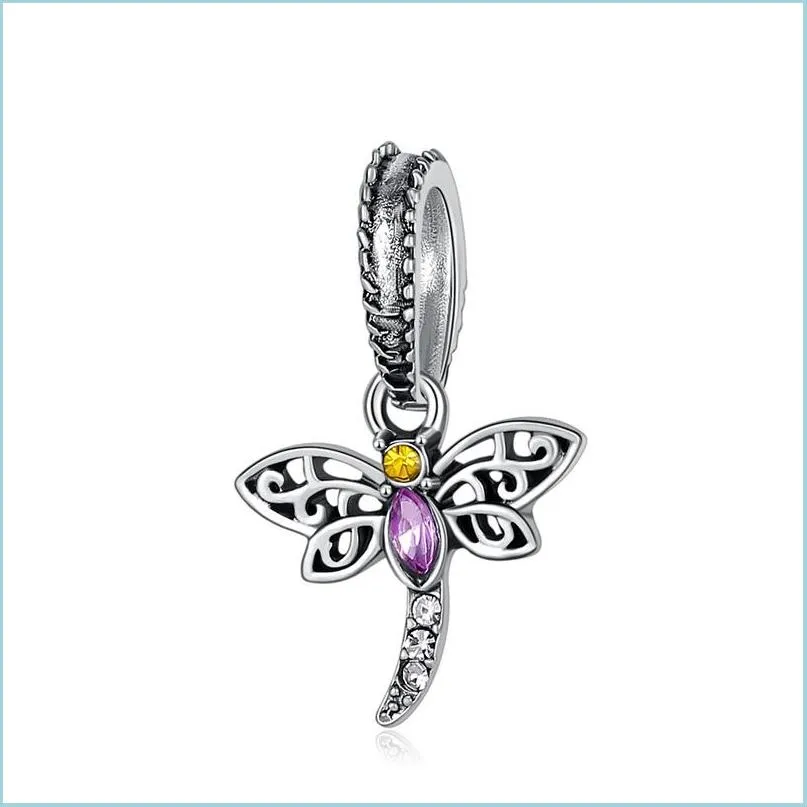 1pcs cute dragonfly pendant diy beads adapting to original pandora charm bracelet ladies jewelry making gifts 100c3